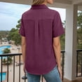 thumbnail image 4 of NAFUU Females Blouse Casual Short Sleeve Button Down Solid Color Lapel Stylish Relaxed Fit Vacation Cute Tops, 4 of 7