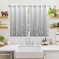 thumbnail image 2 of Gray Flower Kitchen Curtains 72 Inch Length, Geometric Stripe Gradient Branch Minimalist Grommet Top Bedroom Living Room Curtains, Light Filtering Cafe Curtain Drapes 2 Panels Set 104''x72'', 2 of 9
