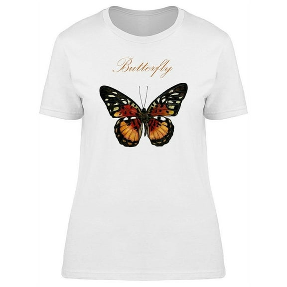 Red Tropical Butterfly T-Shirt Women -Image by Shutterstock, Female Medium