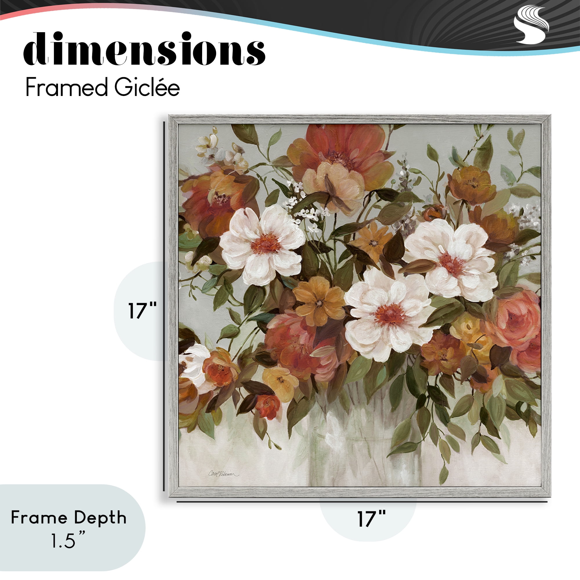 Stupell Industries Muted Vibe Bouquet Gray Framed Giclee Art, design by Carol Robinson