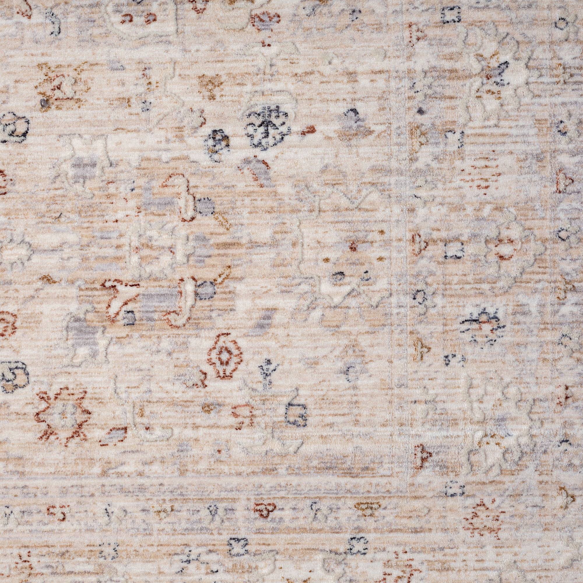 LR Home Mia 4' X 6' Gray/Rust Bordered Premium Ultra-Soft Indoor Area Rug