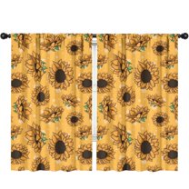 Blackout Kids Curtains,Yellow Black Polka Dot Sunflower Pattern Childrens Insulated Curtains Set Of 2,Bedroom Essentials,Toddler Room Decor 52"x84"