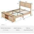 thumbnail image 2 of Natural Rattan Full Size Bed Frame with Sliding Barn Door Storage Cabinets, LED Light Headboard, Boho Farmhouse Wood Platform Bed with Solid Wood Legs Support, No Box Spring Needed, 2 of 8