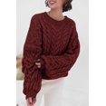 thumbnail image 3 of PRETTYGARDEN Womens Sweaters Spring 2025 Cable Knit Long Sleeve Crewneck Oversized Sweater Chunky Pullover Loose Outfits, 3 of 8