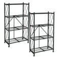 thumbnail image 1 of Origami 4 Tier Folding Storage Garage Shelving Unit Rolling Rack, 2 Pack, Black, 1 of 7