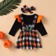 thumbnail image 4 of Body De Bebé Conjunto De Canastilla Onesies Para Niños Pequeños Festival Niñas Moda Lindo Manga Larga Celosía Letras Patrón Volantes Mameluco Traje De Falda Negro Odeerbi LM103-9081, 4 of 9
