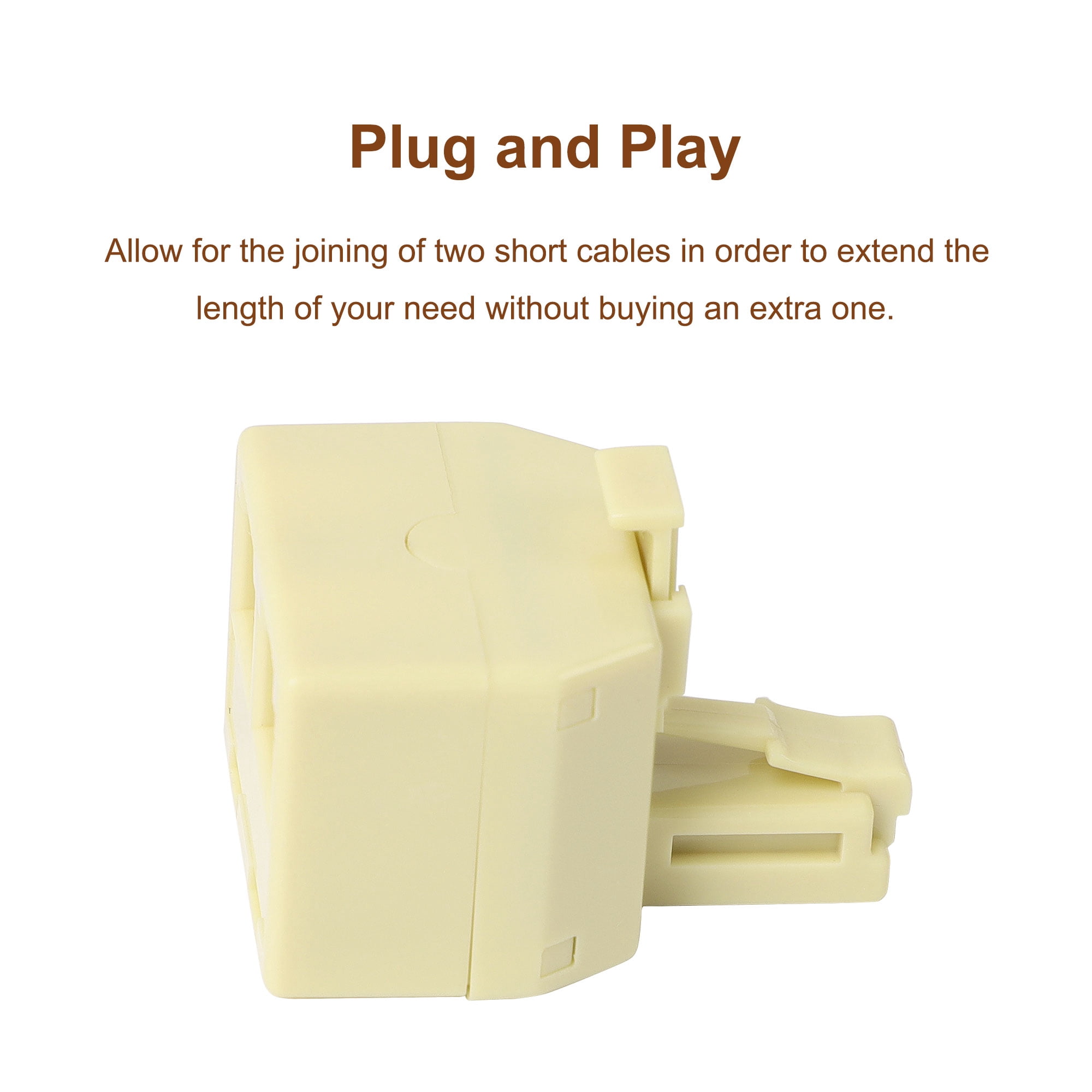 Unique Bargains RJ11 Telephone Connectors 4P 1 Male to 2 Female Plug Splitter