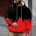 thumbnail image 2 of Caqnni Men's Tie Dye Hoodies Casual Drawstring Hooded And per Closure Hoodie Pullover Slim Fit Fleece Sweatshirt (XL,Red), 2 of 5