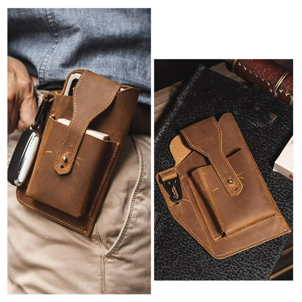 Men Phone ,Men Leather Phone for Belt Loop Bag,Leg Hip Pack Fanny Waist Bag  Sports Running,Casual Cell Phone and Hanging Pocket,PU Key Fob Holder Purse  