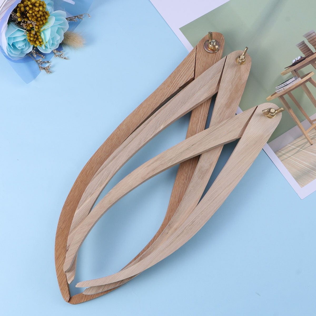 RENACLIPY 3Pcs Wood Calipers Ceramic Measuring Tool with Adjustable Wing Nut for Craft Pottery Use