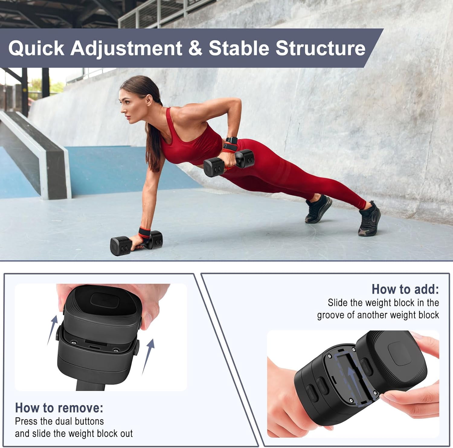 Adjustable Dumbbell Set, Total 11LB Weight Dumbbells Set for Women, Each 2.2/3.3/4.4/5.5LB, Hand Weights for Home Gym Workout Training