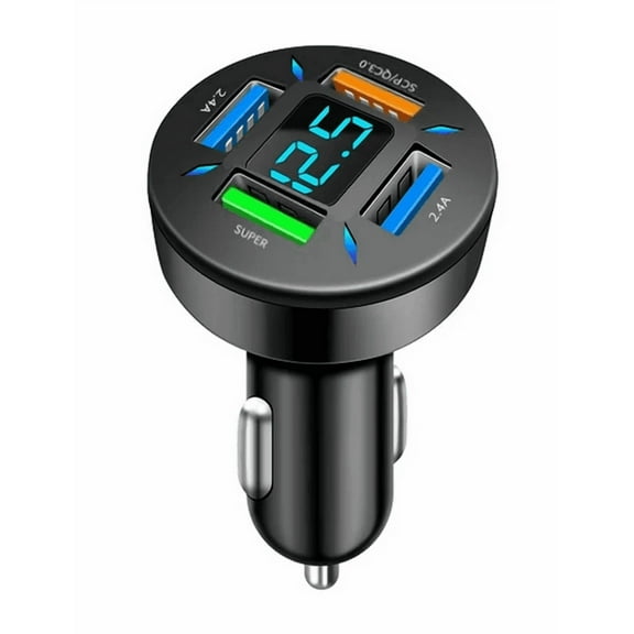 ddioayh 66w Car Charger Super Fast Charging Cigarette Lighter USB Phone Accessories Charger Voltmeter Adapter with QC USB C Type C PD Universal Quick Charge Multi 4 Port