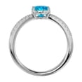 thumbnail image 3 of SuperJeweler 1 1/2 Carat Oval Shape Blue Topaz and Halo Diamond Ring In Sterling Silver For Women, 3 of 6