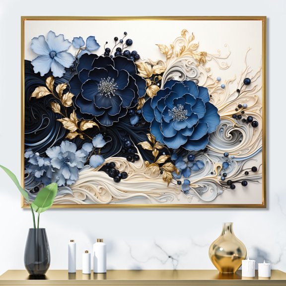 Designart "Liquid Ink VORTEXscape I" Abstract Spirals Floater Framed Canvas Wall Art