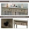 thumbnail image 5 of 58" Vintage Console Table, Solid Wood Sofa Table with 2 Storage Drawers and Open Bottom Shelf, Narrow Side Table for Living Room, Kitchen, Hallway, Entryway, Gray Wash, 5 of 8