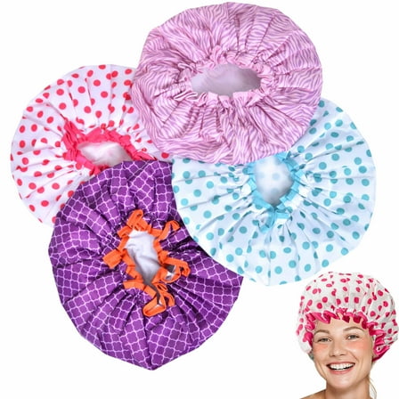 Stylish Shower Cap Satin Bouffant Pouch Hat Bath Hair Waterproof Bathing Spa New