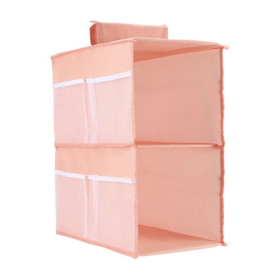 2-Shelf Closet Hanging Organizer, Hanging Storage Shelves, Foldable Hanging Shelves for Closet with Magic Tapes, Pink