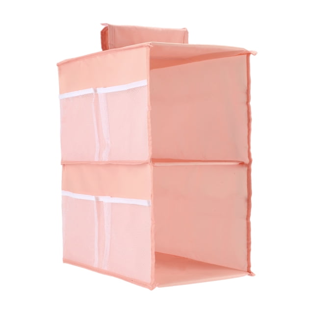Organizador colgante de armario de 2 estantes, estantes de almacenamiento colgantes, estantes colgantes plegables para armario con cintas mágicas, rosa