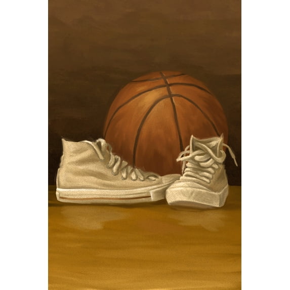 Basketball, Oil Painting (36x54 Giclee Gallery Art Print, Vivid Textured Wall Decor)