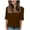 Brown, variant on Women's T-Shirts Casual Loose Fit Printed Half Sleeve V Neck Summer Tops Elbow Length Shirts for Everyday Wear