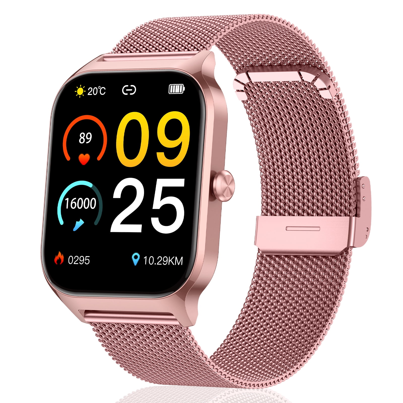 Smart Watch Fits for Android and IPhone, 1.85 inch Fitness Tracker, Men Women's Smartwatch with Answer/Make Calls/120+ Sports Modes/Message Reminder, IP68 Waterproof, for Gift Rose