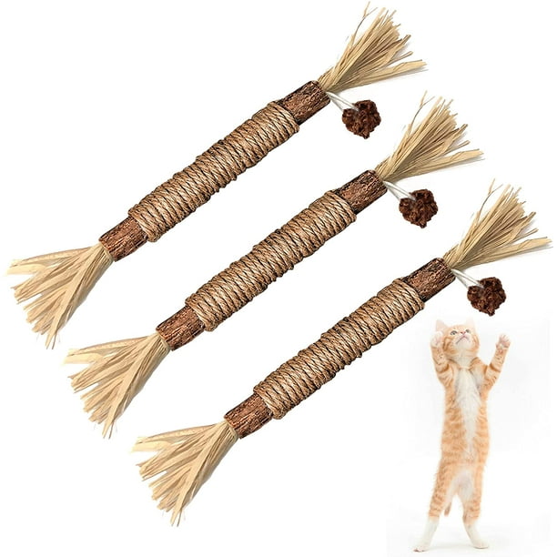 Lindos juguetes para gatos y gatitos para gatos de interior, juguetes interactivos para masticar durante la dentición para gatos y gatitos, palos masticadores agresivos, juguete Dental para gatos