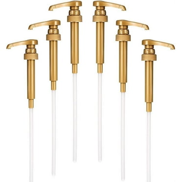 Coffee Syrup Pump Dispenser, 6 Pack Syrup Pump for 750ml/25.4 oz Syrup Bottle, Gold Pumps for Coffee Syrup Bottle, works with Torani, DaVinci, Jordans Skinny 750ml Syrups Bottles (Gold)