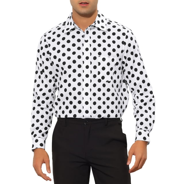 Camisa de Puntos de INSPIRE CHIC para Hombre con Cuello Punta, Botones, de Manga Larga, Blanca, Talla S