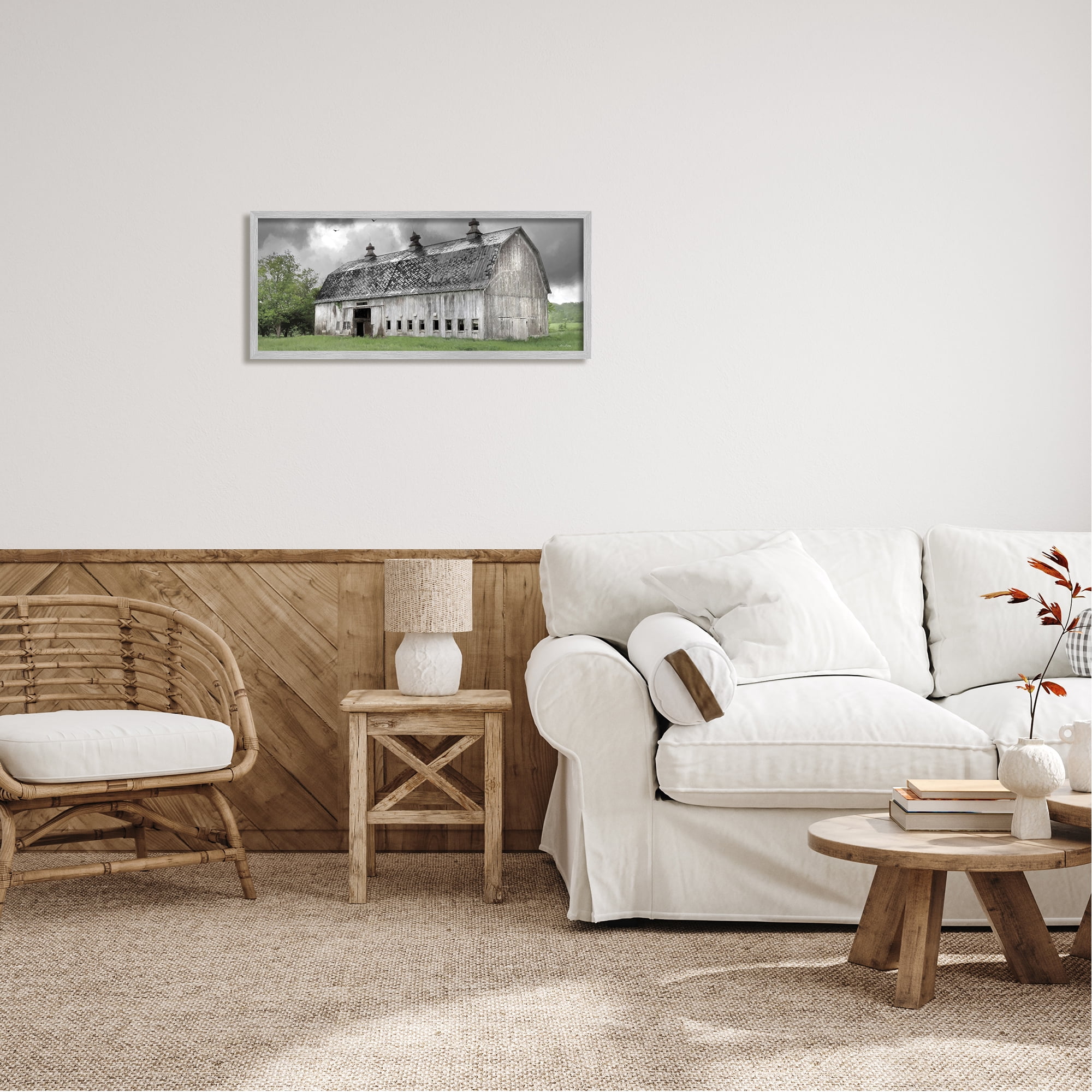 Stupell Farmland Barn Overhead Clouds Landscape Photography Gray Framed Art Print Wall Art