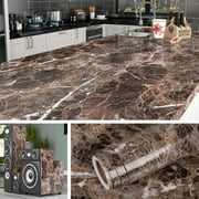 Livelynine Marble Contact Paper for Countertops 16"x80" Brown Contact Paper Adhesive Wallpaper Kitchen Wallpaper Waterproof Contact Paper Cabinets Cover