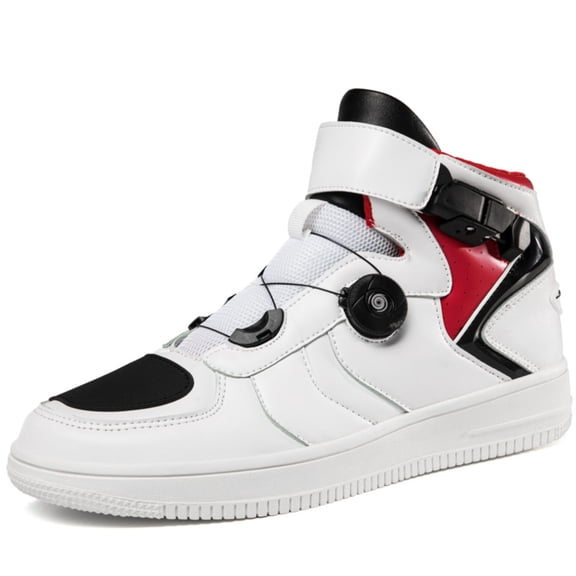 Men's and women's all-season motorcycle riding boots and motorcycle shoes,White red,36