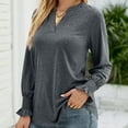thumbnail image 2 of YYDGH Women's V Neck Long Sleeve Ruffle Blouse Casual Loose Fit Fall Tops Solid Color T Shirt Gray XXL, 2 of 4