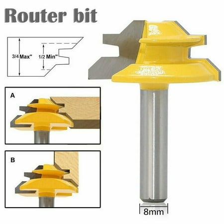 

Goodhd 45Degree Lock Miter Router Bit 8mm Shank Trimmer Milling Joint Tenon Cutter Tool