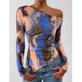 thumbnail image 2 of Blusa PRETTYGARDEN de malla con hombros descubiertos y efecto tie dye, talla M, 2 of 8