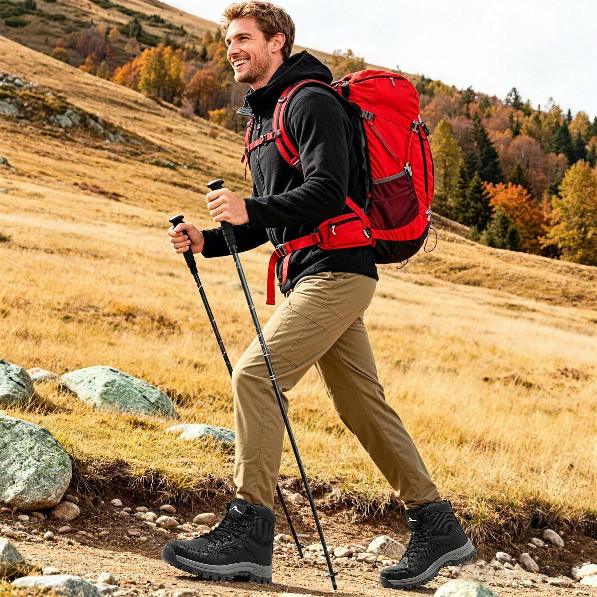 Ablanczoom Hiking Boots Mens Work Shoes: No-slip Men Ankle Boots Outdoor Hiking Shoes