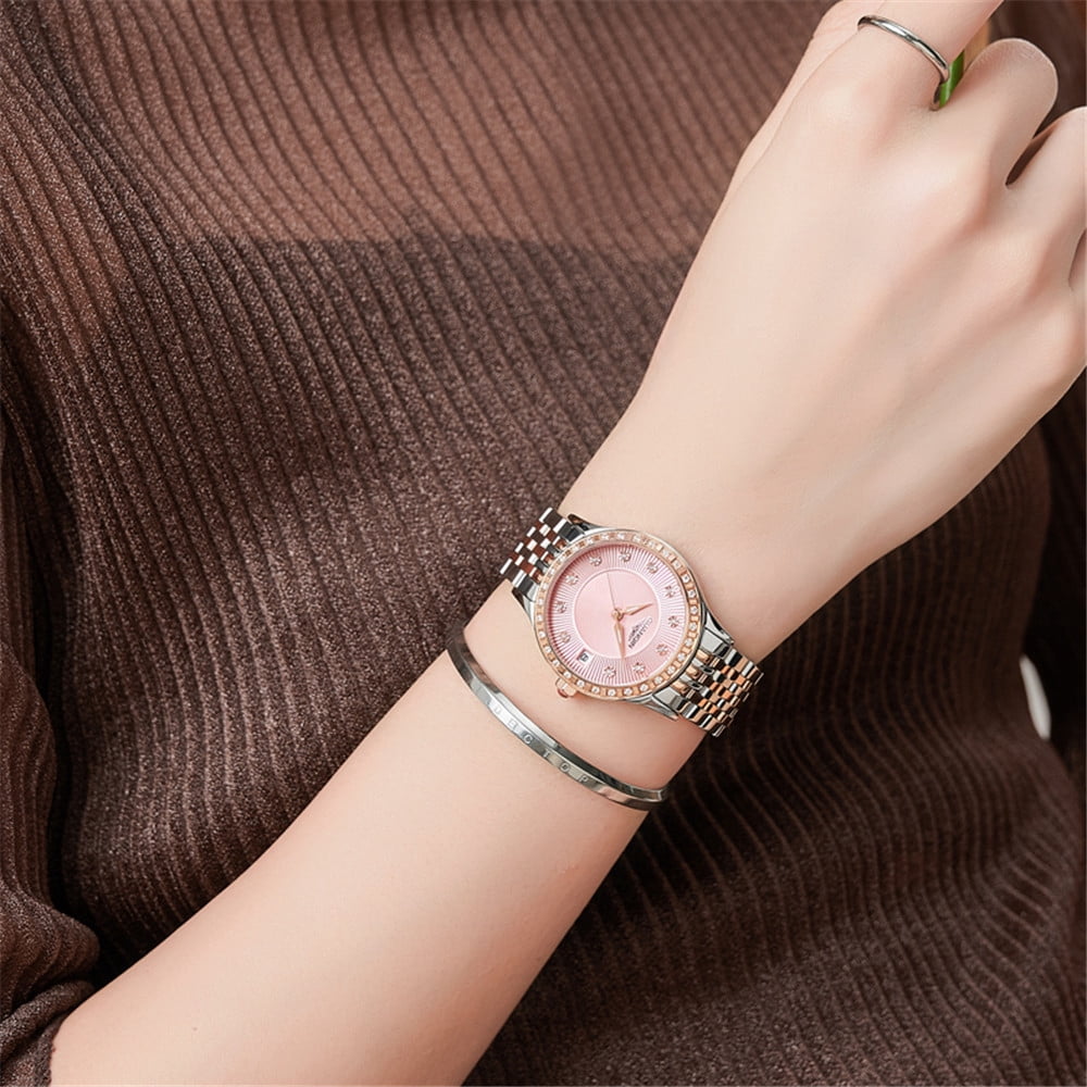 GUANQIN Automatic Watches Self Winding for Woman Stainless Steel Watch Simple Dress Mechanical Ladies Wristwatches Date Luminous Waterproof