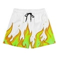 thumbnail image 4 of RYDCOT Men's Casual Faux Suede Flame Graphics Shorts Lightweight Elastic Waist Drawstring Summer Beach Shorts Yellow, 4 of 9