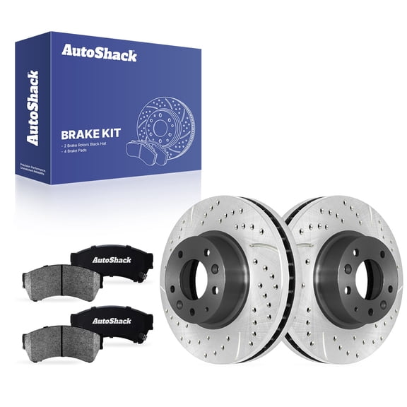 AutoShack Front Vented Drilled & Slotted E-Coated Brake Rotors   Ceramic Pads 6-PC Brake Kit Replacement for 2006-2013 Mazda 6 ShadowGuard 11.76" (298.7 mm)