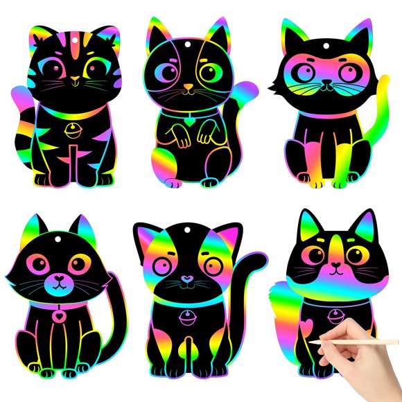 Marcadores Craft Kit CY2SIDE para rascar con forma de gato, 60 unidades