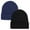 Black/Navy, variant on 2 Pack Beanie Hats for Women & Men, Winter Hat Unisex Knitted Cuffed Plain Skull Caps Navy