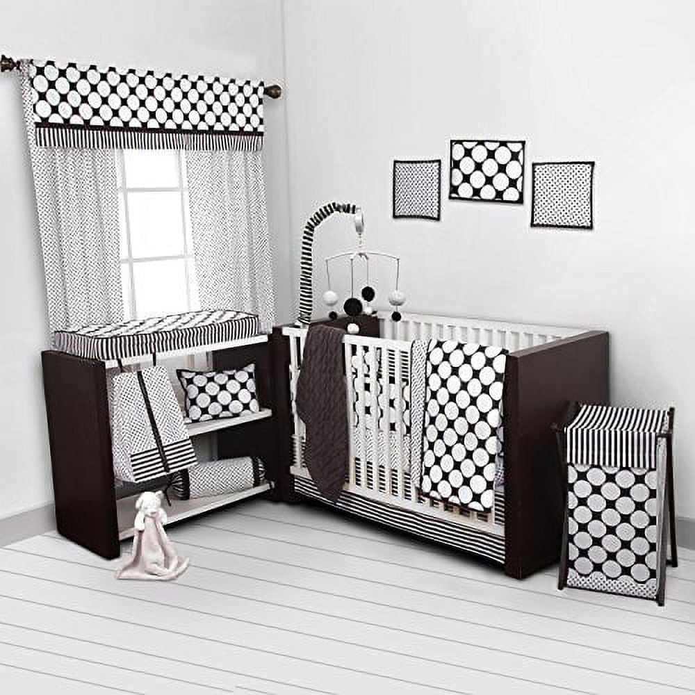 Bacati - Dots/Pin Large Dots Quilted Top 100% Cotton Percale with Polyester Batting Diaper Changing Pad Cover, White/Black
