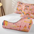 thumbnail image 4 of Manfei Boho Rainbow Quilt Full, Sun Moon Heart Full Bedspread Sets, Orange Pink, 3-Piece, 1 Coverlet and 2 Pillowcases, 4 of 7