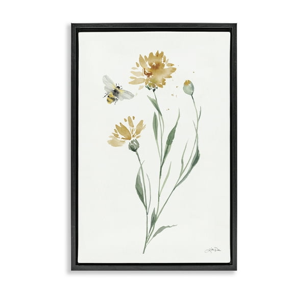 Stupell Industries Wild Honeybloom Flowers Botanical & Floral Painting Black Floater Framed Art Print Wall Art, 17 x 25