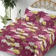 thumbnail image 3 of Ambesonne Floral Boho Fitted & Flat Sheet with Sham 3 Pcs Set, Leafy Flowers Dreamy, Twin, Pastel Pink Raspberry, 3 of 5