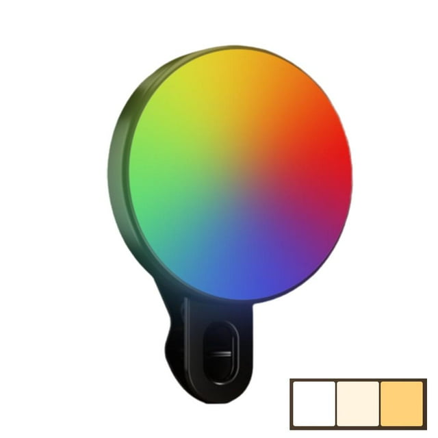 Clip-On LED Selfie Ring Light for Phone, RGB Rechargeable Fill Light for Makeup, Photo, Video Conferences & Vlogging, Portable Laptop Lighting for Photography & Live Streaming