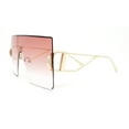 thumbnail image 3 of Womens Oversized Beveled Rimless Rectangle Mono Lens Sunglasses Gold Rose Pink, 3 of 4