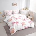 thumbnail image 2 of Erosebridal Teens Princess Ribbon Bowtie Twin Bedding Sets 7-Piece,Girls Sea Pink Starfish Seashell Bedding Comforter Set,Microfiber Bedroom Decor, 2 of 6
