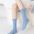 thumbnail image 7 of Womens Ruffle Socks Fashion Breathable Solid Color Turn-Cuff Cute Girls Ankle Socks 3 Pairs, 7 of 7