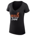 thumbnail image 2 of Women's G-III 4Her by Carl Banks Black Baltimore Orioles Super-Slim Fit Lightweight Team Graphic V-Neck T-Shirt, 2 of 3