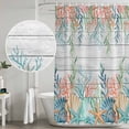 thumbnail image 5 of Summer Coastal Shower Curtain, Waterproof Shower Curtains for Bathroom, Nautical Sea Coral Shell Starfish Wood Gray Washable Fabric Bathtub Curtain Set Bath Decor with 12 Hooks Standard 72"x72", 5 of 8